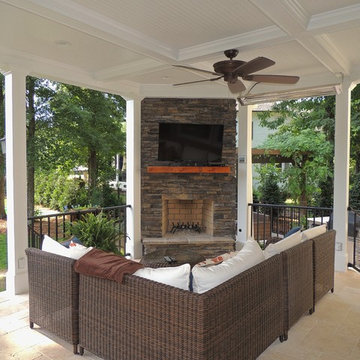 Elaborate covered porch in Providence Country Club