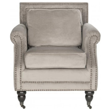 Finch Club Chair With Silver Nail Heads Mushroom Taupe