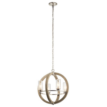 Grand Bank 4-Light Outdoor Rustic Chandelier in Distressed Antique Gray