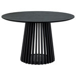 Armen Living - Pasadena 47" Wood Round Dining Table, Black Oak Finish - Introducing the Pasadena 47-inch Wood Round Dining Table, a chic and versatile addition that effortlessly blends style and functionality into your indoor living spaces. Finished in a sophisticated Black Oak, this contemporary dining table is designed to make a statement in both dining rooms and kitchens. Crafted with meticulous attention to detail, the round shape of the table adds a touch of modern elegance to any space. The compact 47-inch diameter makes it an ideal choice for those seeking a small dining table without compromising on style. Its versatility extends beyond the dining room, seamlessly integrating into kitchens as a modern kitchen table. The Black Oak finish not only adds a layer of refinement but also ensures that this dining room table complements a variety of interior styles. The rich color enhances the contemporary aesthetic, creating a focal point that invites gathering and conversation. Perfect for intimate dinners or casual family meals, the Pasadena dining table is designed for those who appreciate a blend of form and function. The thoughtfully crafted piece is a testament to modern living, where style meets practicality in a seamless fusion. Elevate your dining experience with the Pasadena 47" Wood Round Dining Table, where contemporary design and a compact footprint come together to enhance your indoor spaces. The Pasadena Dining Table is also available in a black base with Walnut Veneer top or natural Oak base with natural Oak tabletop, and all three color options are available as 79-inch oval tables.