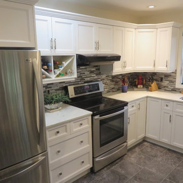 White Beveled Shaker Kitchen - Long Lake, Nanaimo (Cabinet Refacing)