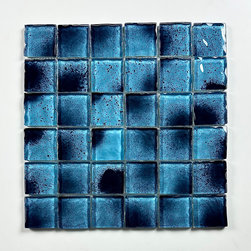 Abolos - Watermarks 2 in x 2 in Textured Glass Pool Mosaic in Glossy Caribbean Blue - Mosaic Tile
