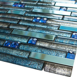 Ocean Blue Stainless Steel Luxury Diamond Glass Mosaic Tile Collection - Home Accessories & Decor