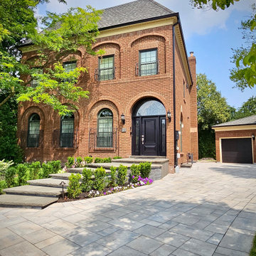 Large-Format Stone Driveway and Front Entry Hardscape