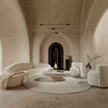 Reya Curved Sectional and Maria Coffee Table