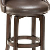 Napa Valley Swivel Counter Stool, Brown Leather, Dark Brown Cherry