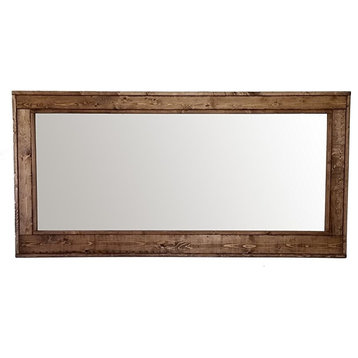 Double Vanity Herringbone Style Mirror, Special Walnut, 60"x30"