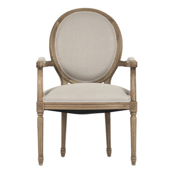 Medallion Arm Chair, Natural Linen