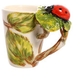 Blue Witch Ceramics Inc. - Lady Bug and Flower 3D Ceramic Mug - Fun, unique, and convenient, the Lady Bug and Flower 3D Ceramic Mug is the perfect addition to your mug collection. Made of microwave and dishwasher-safe ceramic, nothing can stop you from enjoying your favorite beverage in style. Its positively charming three-dimensional and hand-painted design makes a playful and quirky tribute to your favorite animal, environment, or activity.
