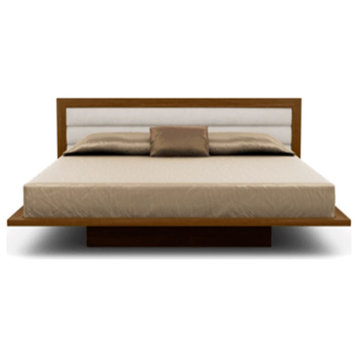 Copeland Moduluxe 35" Cal King Bed With Upholstery, Natural Walnut, Oyster Microsuede