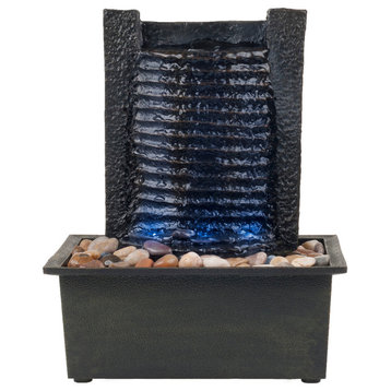Pure Garden Led Waterfall Tabletop Fountain With Led Lights