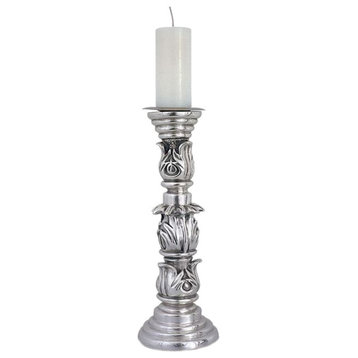 Leaf Design Silver Plated Candlestick U15
