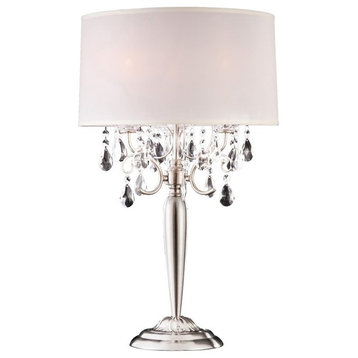 29.5"H Crystal Silver Table Lamp