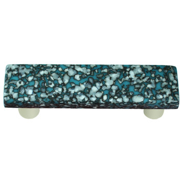Art Glass Rectangle Granite Pull, Alum Post, Granite, Turquoise, & Vanilla