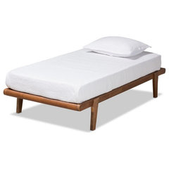 Iseline Walnut Brown Finished Wood Twin Size Platform Bed Frame