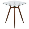 Lumisource Clara Counter Table, Walnut Metal and Clear Glass