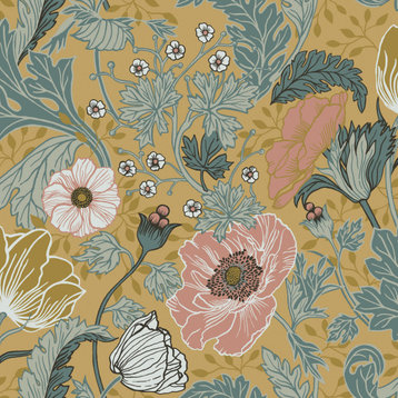 Anemone Mustard Floral Wallpaper Bolt