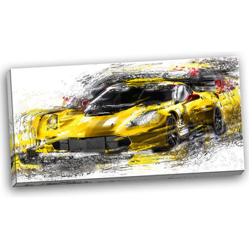 "Black and Yellow Speedster" Canvas Painting