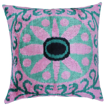 Canvello Invisible Zipper Silk Velvet Pink Throw Pillows 20"x20"