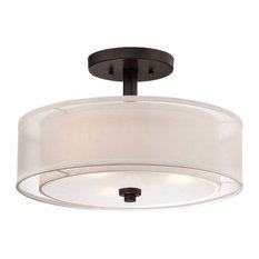 Minka Lavery 4107 Parsons Studio 3 Light 15"W Semi-Flush Drum - Smoked Iron