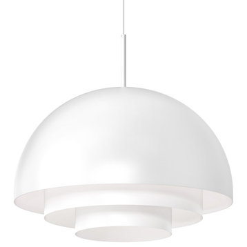 Modern Tiers Dome LED Pendant, Satin White, 20"