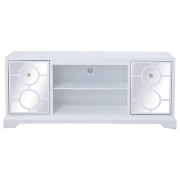 60 In. Mirrored Tv Stand In White
