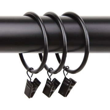 2" Rings With Clips, Set of 10, Black