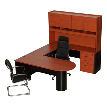 Dark wood laminate office system
