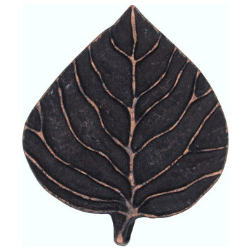 Single Aspen Leaf Cabinet Knob, Oil Rubbed Bronze