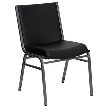 Bowery Hill Upholstered Stacking Chair in Black Vinyl