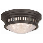 Livex Lighting - Livex Lighting 73053-07 Berwick - Three Light Flush Mount - The classic simple design of this bronze flush mouBerwick Three Light  Bronze Clear Prismat *UL Approved: YES Energy Star Qualified: n/a ADA Certified: n/a  *Number of Lights: Lamp: 3-*Wattage:40w Medium Base bulb(s) *Bulb Included:No *Bulb Type:Medium Base *Finish Type:Bronze