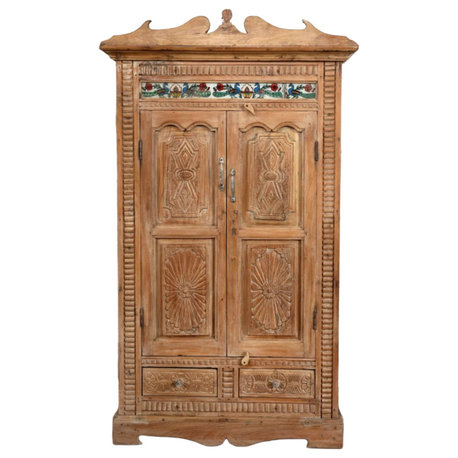 Vintage Spanish Style Armoire Teak Farmhouse Cabinet 71