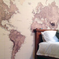World Map Wallpaper in the bedroom - Wallpaper