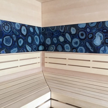 Lichtpanel blauer Achat für eine Sauna