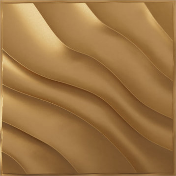 Modern Wave EnduraWall Decorative 3D Wall Panel, 19.625"Wx19.625"H, Gold