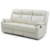 Glory Furniture Ward Faux Leather Double Reclining Sofa in Pearl