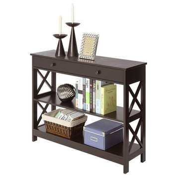 Convenience Concepts Oxford  Console Table with Drawer in Espresso Wood Finish