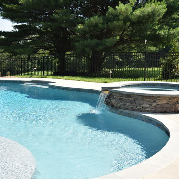 New Pool, Fireplace, retaining walls, Deck plantings