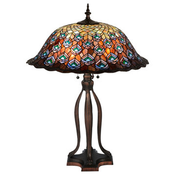 30H Tiffany Peacock Feather Table Lamp