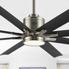 Octo 66" Industrial 6 Speed Ceiling Fan, LED, App/Remote, Nickel/Wood Finish