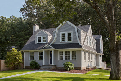 Example of a transitional exterior home design in Boston