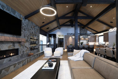 Living room - rustic living room idea in Vancouver