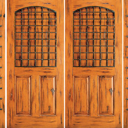 Knotty Alder Entry Prehung Double Door with Two Sidelites, 3-Panel - Front Doors