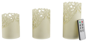 Lavish Home 3 LED Candles With Remote Control Lace Detail