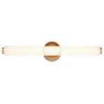 Eurofase - Eurofase Santoro Large LED Bathbar, Gold - Opal white glass weaves through a hollowed-out drum creating a unique support structure. The open-faced drum creates a delicate ring detail that elevates this simple design with style and panache.