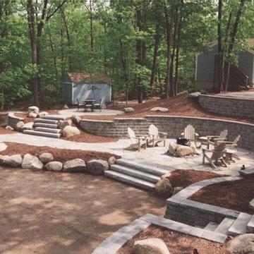 Engineered Concrete Block Walls and Concrete Pavers Landscape Design Norfolk MA