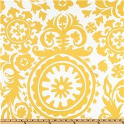 Suzani Slub Yellow/White - Upholstery Fabric