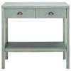 Daisey 2 Drawer 1 Shelf Console Table, Turquoise/Antique Gold