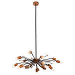 Harp and Finial - Maeve Chandelier Black and Vintage Brass Metal - The Maeve chandelier pairs vintage inspired touches with a black and vintage brass metal frame to create a bold transitional vibe. Made with a multi-level lamp set with a central radiating point, this pendant is made with a unique vision and creative spirit. It's a centerpiece look ideal for high ceiling spaces in hallways, living rooms, dining rooms, and more.