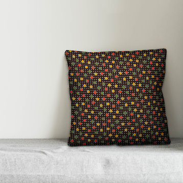 Multicolor Dots and Plaid Outdoor Throw Pillow, 20"x20"